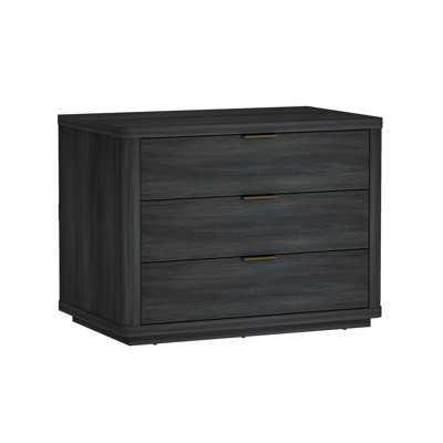 Evelyn 32" Modern Nightstand with 3 Full Extension Drawers in Charcoal Gray