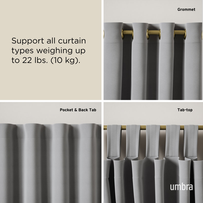 Gold Adjustable Modern Curtain Rod with Loop End 42-120"