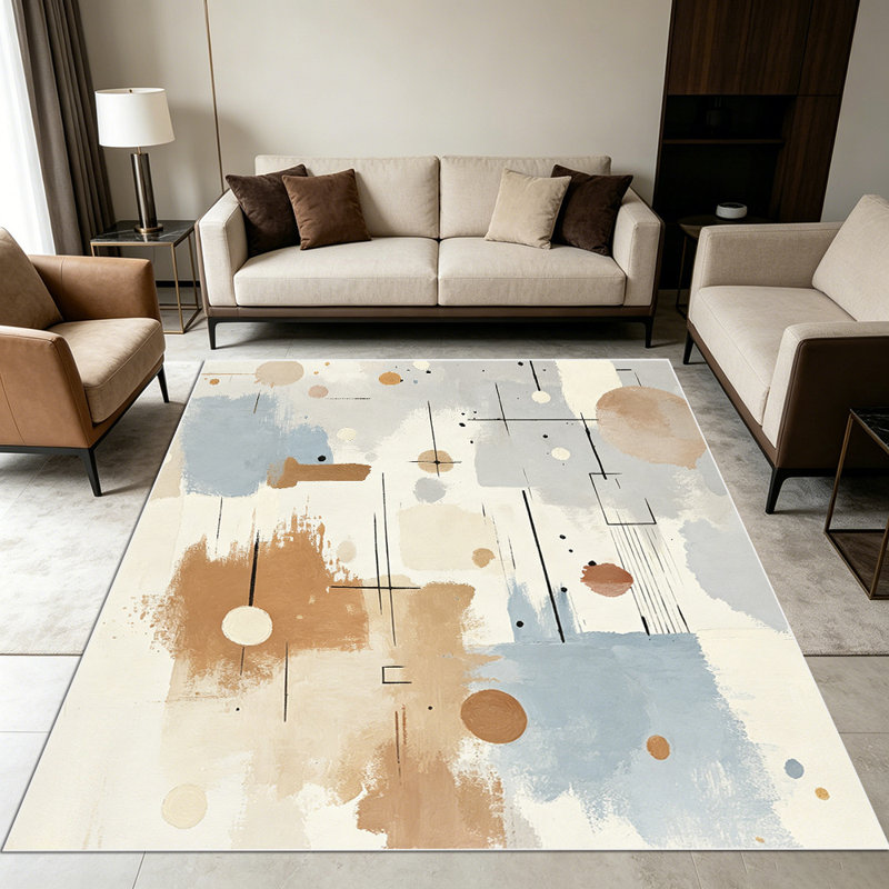 1PC Blue and Cream Diamond Trellis area rugs for Living Room, Soft and Comfortable, Suitable for all seasons, easy-to-maintain, machine washable Indoor floor mat, Under Table Farmhouse suitable for Under Dining Table, Kitchen Nook, Entryway.
