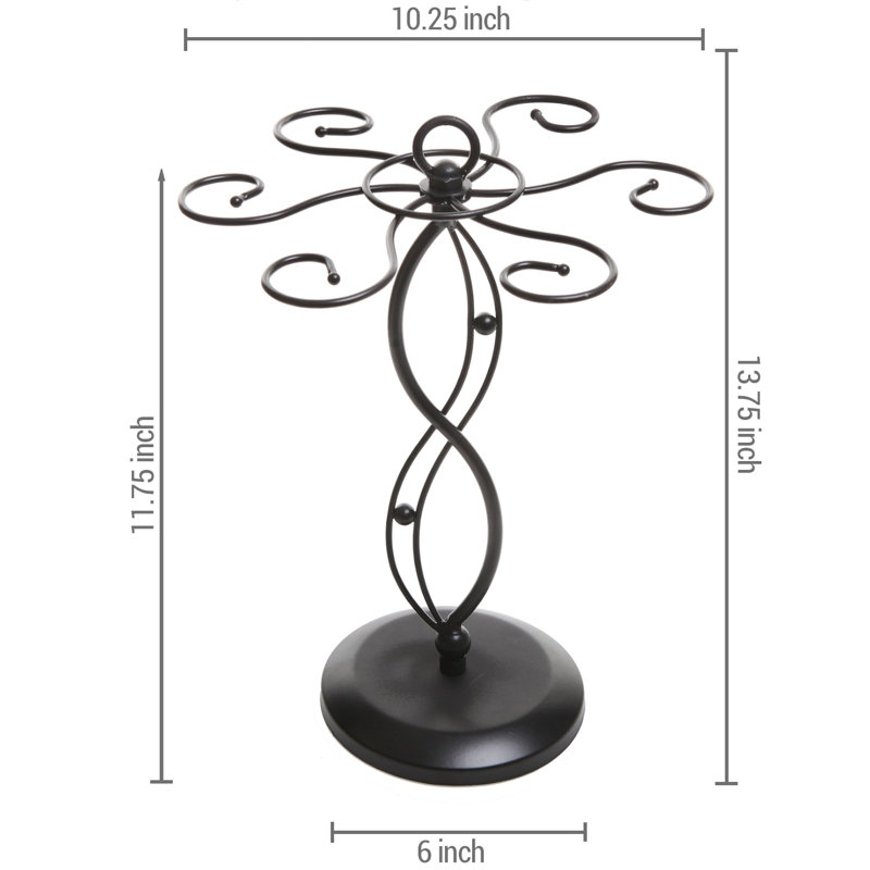 Metal Tabletop Wine Glass Rack in Black