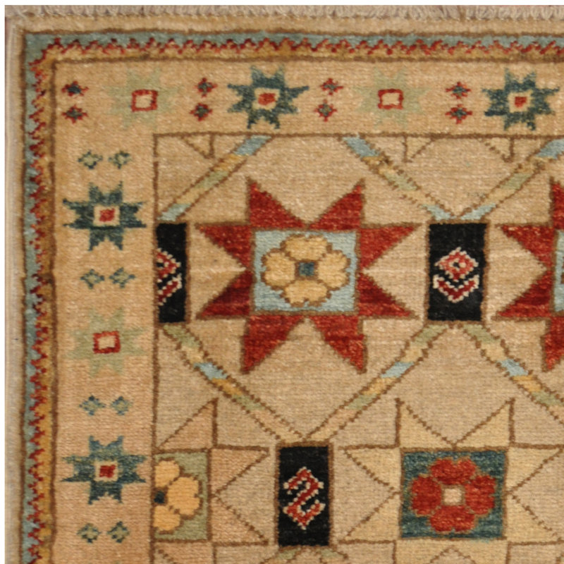 Tapis beige en laine noué à la main de conception unique Oushak 2 pi x 3 pi Henriett