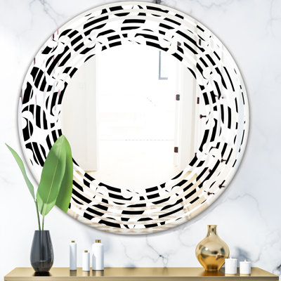 Miroir mural géométrique en monochrome wave