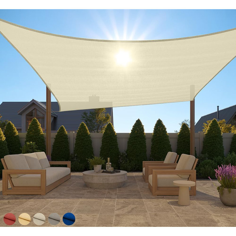 Heavy Duty Sun Shade UV Protection Fade Tear and Rust Resistant Rectangle Sunshade Canopy, Beige