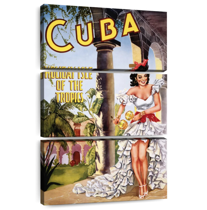Affiche de voyage rétro Nicci Cuban, H 32 po x l 20 po