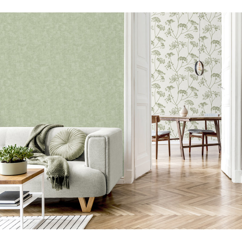 Hessian Plain Textured Italian Heavyweight Vinyl Wallpaper, Green