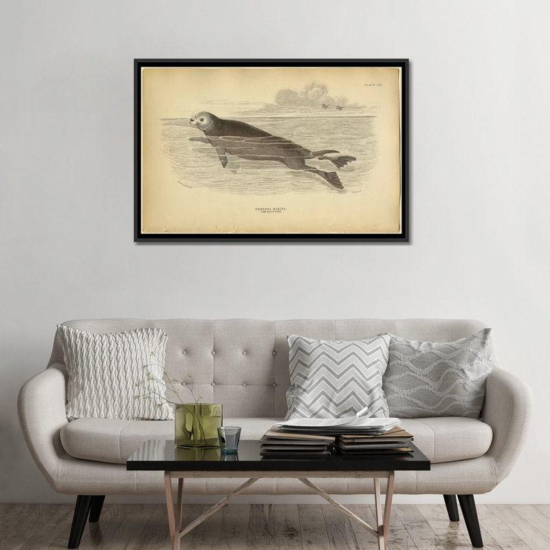 « mer panneaux », impression sur toile, H 18 po x l 26 po x P 1,5 po, Toile avec cadre noir, Pas de tapis