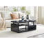 Table basse pour le salon, panneau de fibres à densité moyenne à grain de bois noir de jais, L 43,5 po x l 23,5 po x H 18,5 po, rectangulaire à trois niveaux