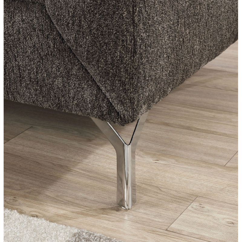 Canapé à accoudoirs arrondis 74,75 po Dahlya, Polyester 100 % gris foncé