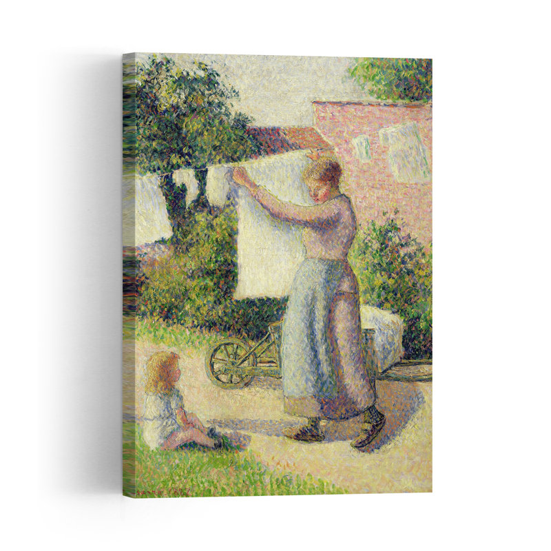 Femme qui étend le linge, 1887, estampe d'art mural abstraite contemporaine, H 24 po x l 16 po