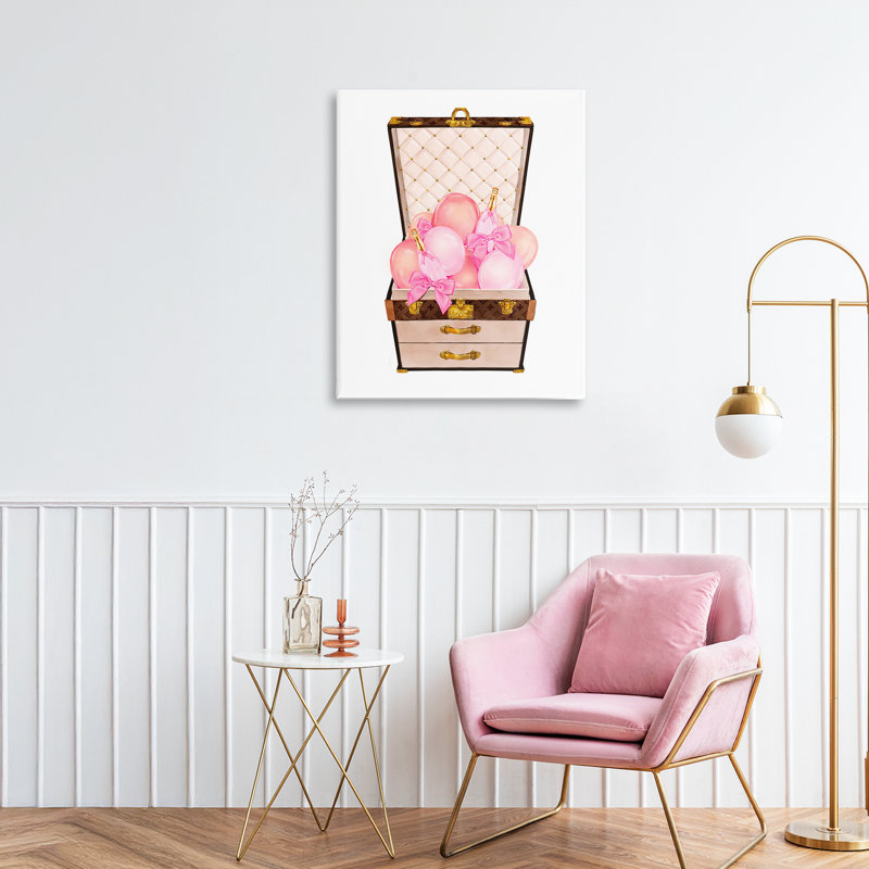 Toile avec ballon et champagne remplis, design par Ziwei Li, H 20 po x l 16 po