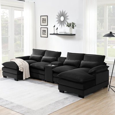 Canapé en U 123 * 55 "moderne avec console, porte-gobelets