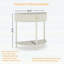 Console demi-lune artisanale à motif ondulé avec finition blanc crème, design unique en demi-lune avec tiroirs de rangement et tablette inférieure