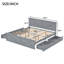 Lit plateforme en bois avec quatre tiroirs de rangement et pieds de soutien-795719955-795719953