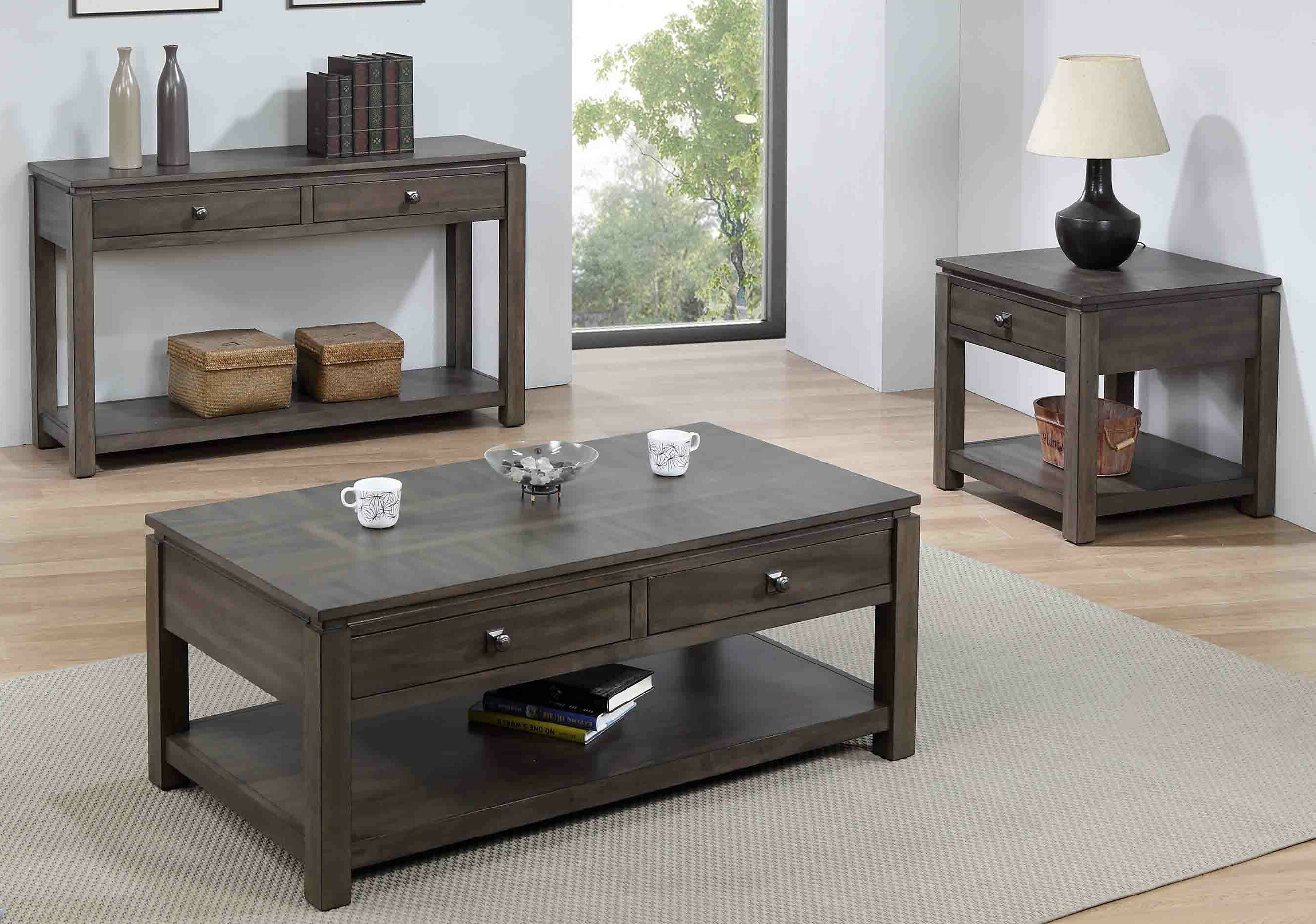 Greyleigh™ Moro 3 - Piece Solid Wood Living Room Table Set 