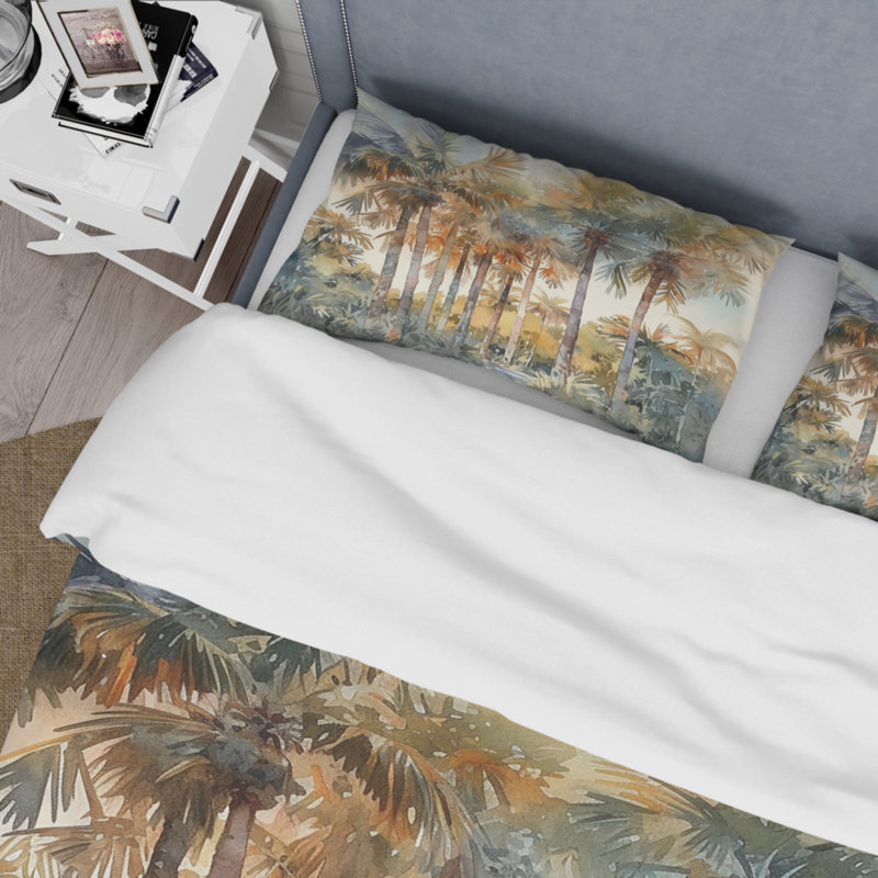 Ensemble de housse de couette Green Palm Tree Paradise IIIMicrofiber / Polyester
