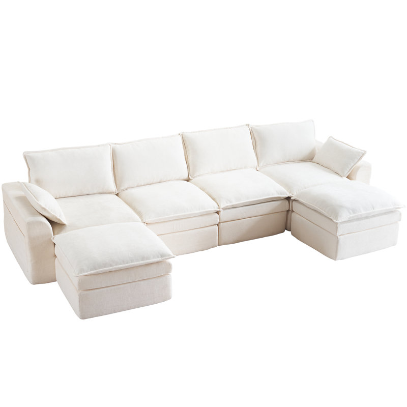 Ensemble de canapé modulaire: Très grand canapé sans cadre en forme de U avec repose-pieds, aucun assemblage requis, U-Shaped