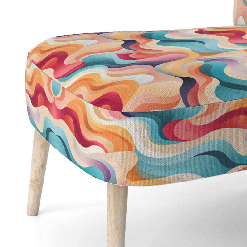 Soft Multicolor Abstract Neutrality Wave - Upholstered Contemporary Side Chair, Modern Abstract Accent Chair