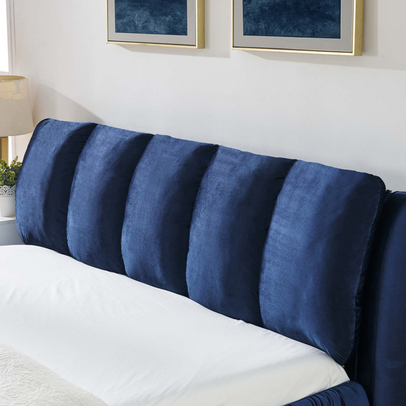 Upholstered Bed, Bleu très foncé