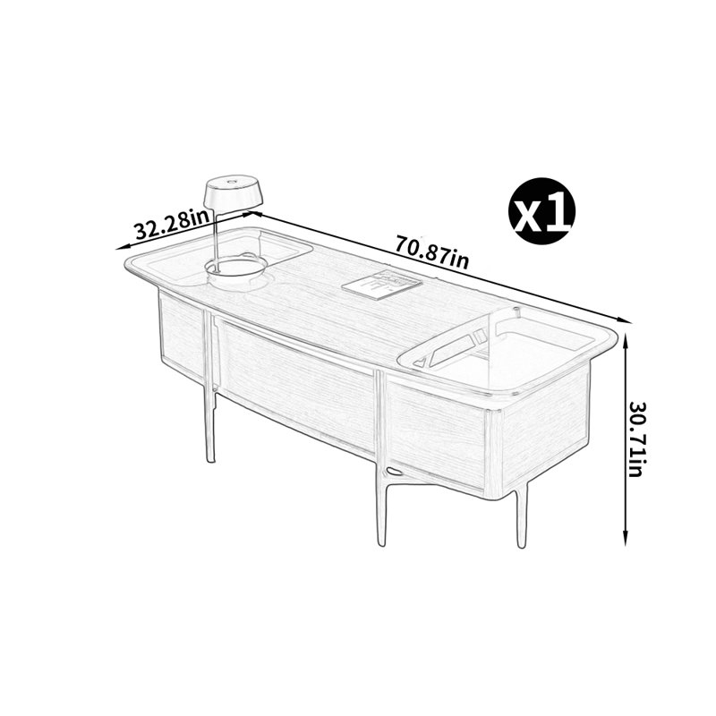 Nouveau bureau de luxe léger de style chinois, H 30,71 po x l 70,87 po x P 32,28 po