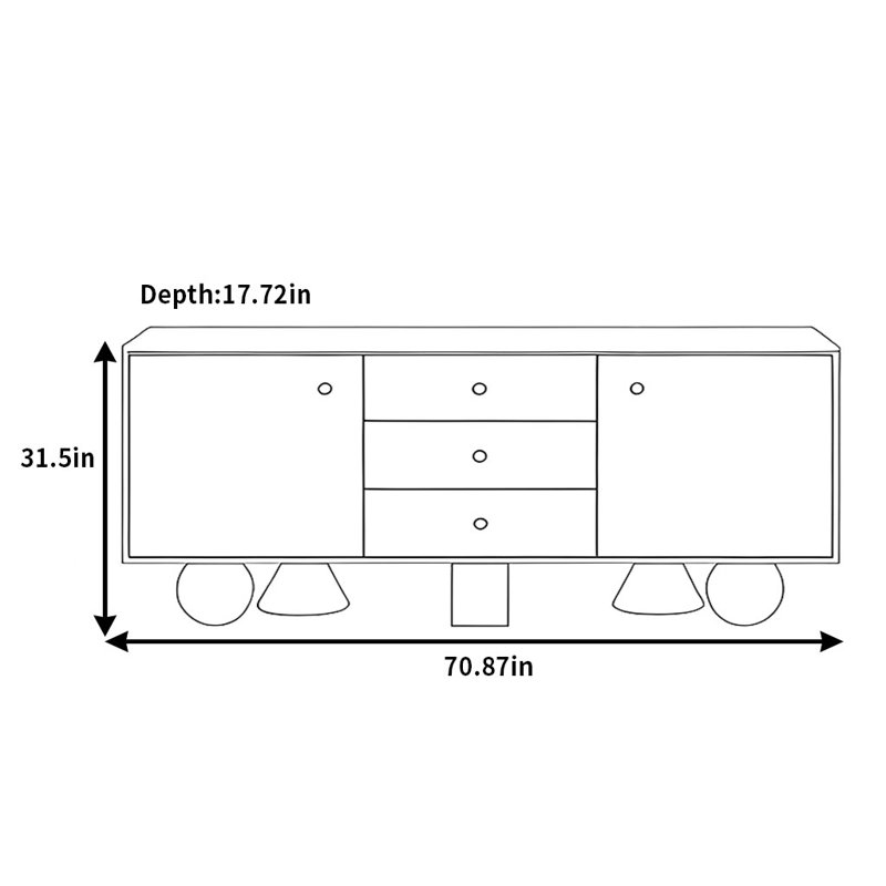 Buffet artistique et tendance, H 31,5 po x l 70,87 po x P 17,72 po