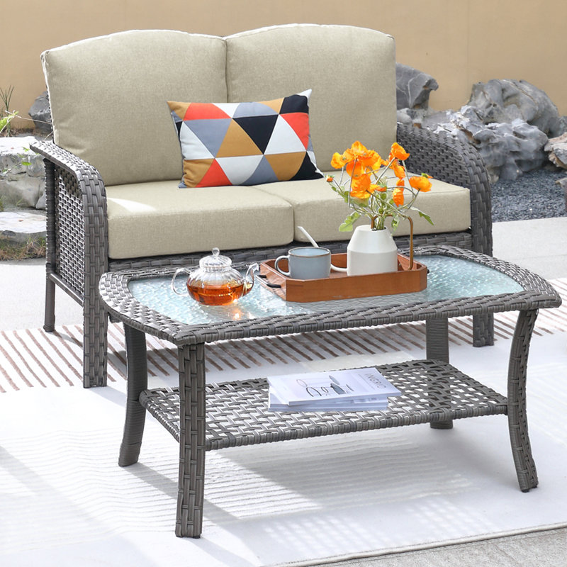 Bayview 2 - Person Patio Conversation Set with Cushions, Beige