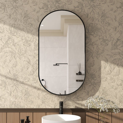 Kraus 18 In. W. X 36 In. H Oval Framed Wall Bathroom Vanity Mirror