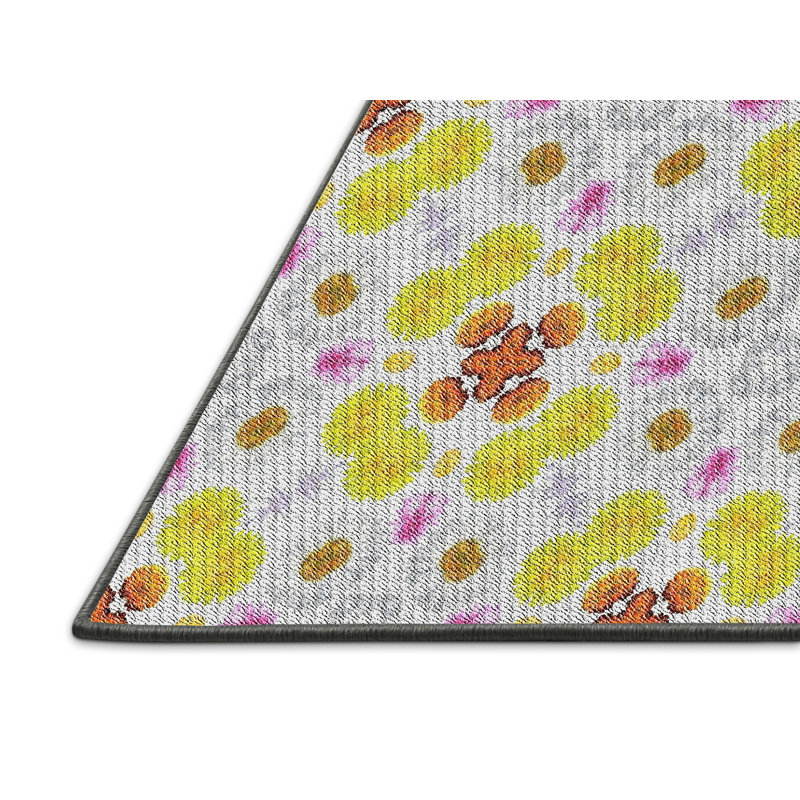 Tapis jaune/brun tissé à la machine, Rectangle 6 pi x 9 pi