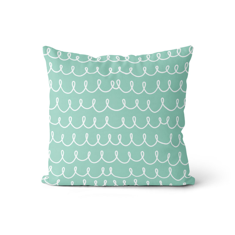 Housse et insert d'oreiller carré, Menthe/blanc