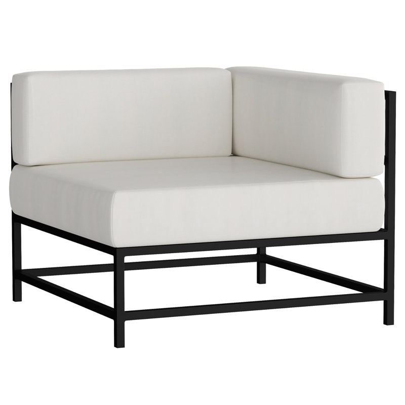 Chaise de patio avec coussins Sunbrella Delano, Toile naturelle, Argent Kessler