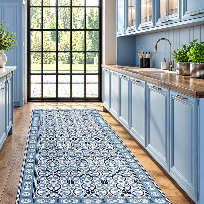 Tapis de cuisine bleu Pinta, Rectangulaire 3 pi x 5 pi, Bleu