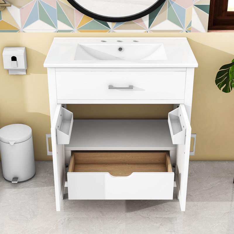 Bathroom Vanity with Ceramic Sink, White