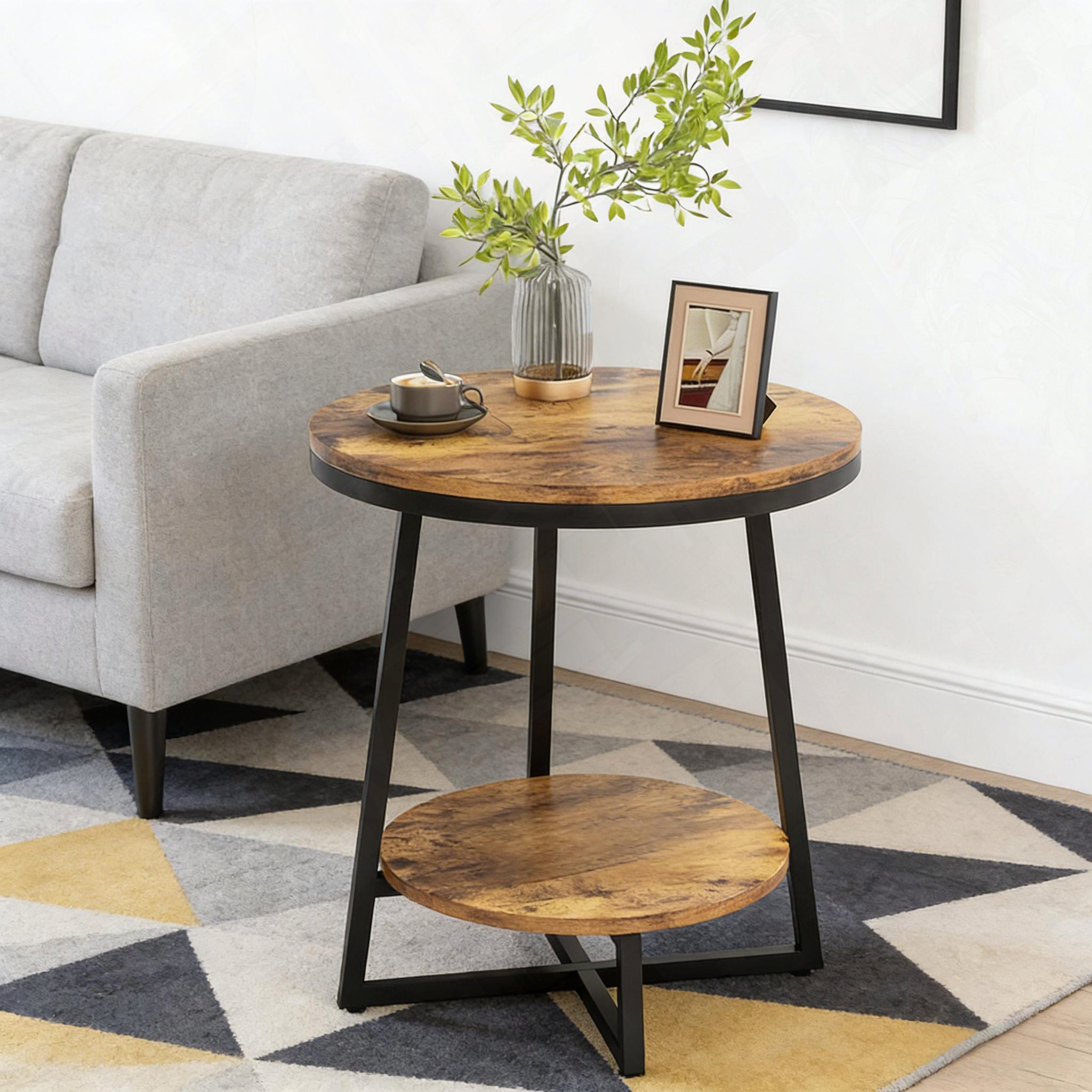 Trent Austin Design® Modern Rustic Round Table Sturdy Waterproof Wear ...