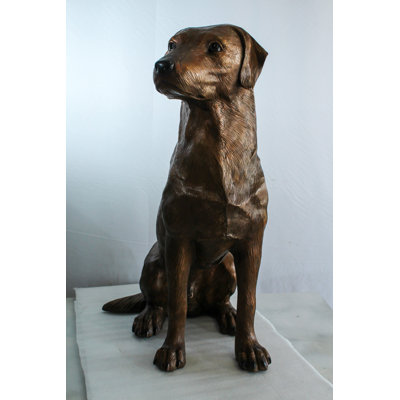 Nifao Bronze Labrador Retriever Statue - Life-Size Indoor/Outdoor Dog Sculpture,Wax Casting, Realistic Seated Pose with Detailed Texture, Garden, Entryway & Home Decor Tribute28 x 19" x 31"H
