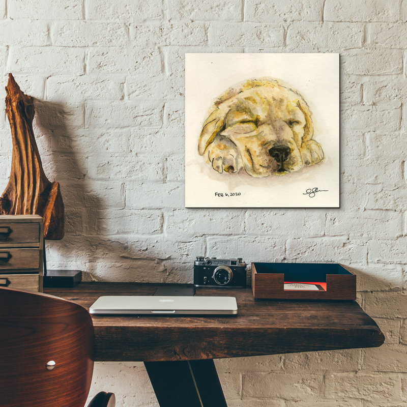  «Sleeping Pup» par Anika Goodhue, art mural en verre acrylique, 36 po x 36 po, H 12 po x l 12 po x P 0,13 po