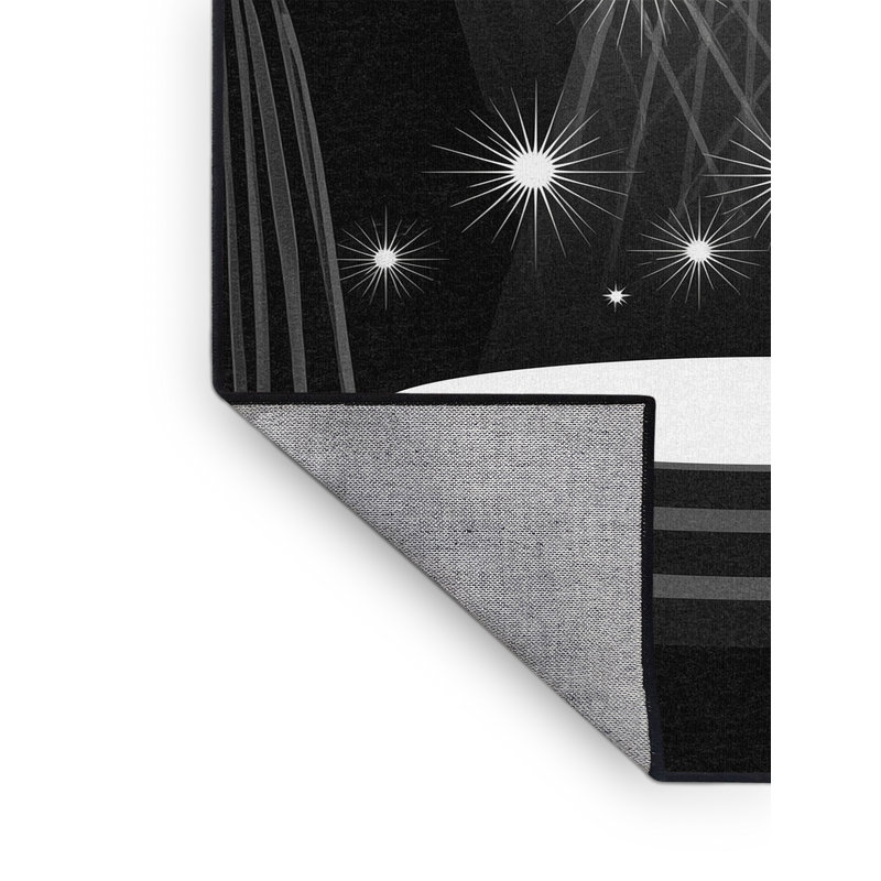 Machine Washable Osnat Film Awards Ceremony Posh & Luxe Starburst Rug in Gray – Black Binding, 2x4