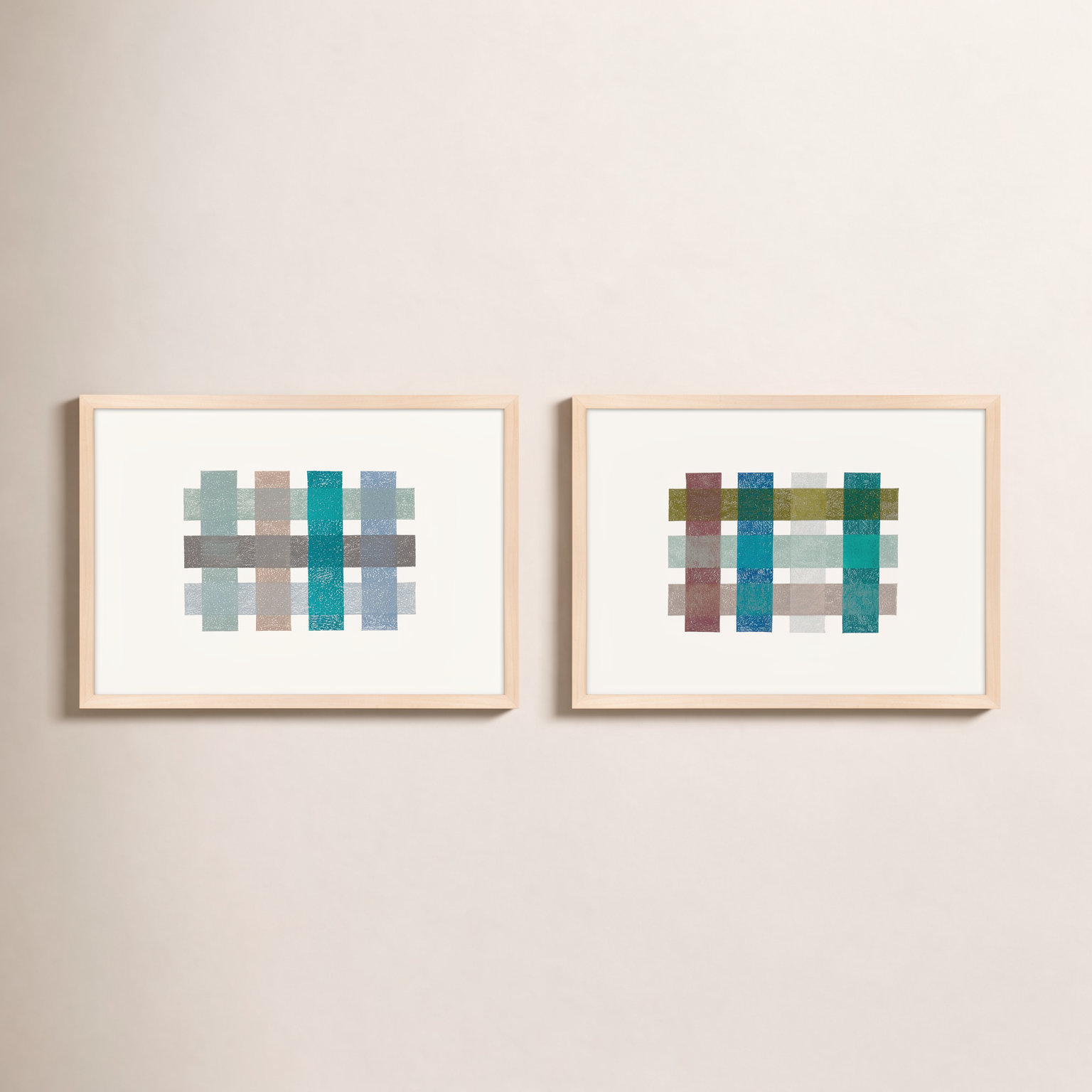 Lancel "Gridlock Horizontal" Print by Beth James, Maple Framed, 30'' H x 76'' W x 1.25'' D