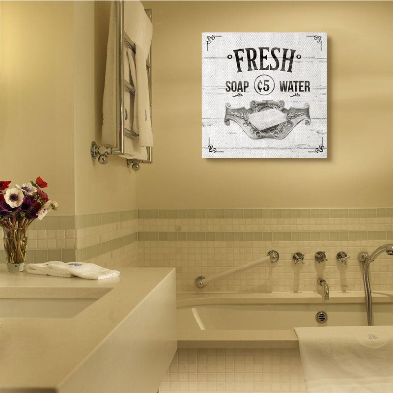 «Fresh Soap Bathroom Rustic Gray», reproduction d'art textuel, Toile tendue, H 30 po x l 30 po x P 1,5 po