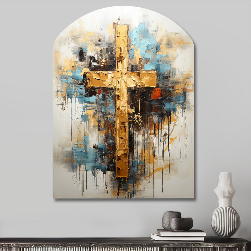 Ophélie - paysage, impression asymétrique sur métal, art mural en arche dorée, H 34 po x l 25 po