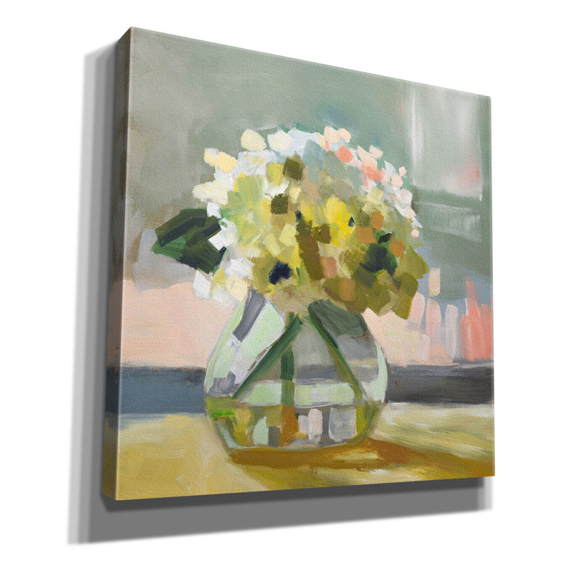 «Hydrangea In Vase» par Jenny Westenhofer, art mural sur toile, 12 po x 12 po, H 12 po x l 12 po x P 0,75 po