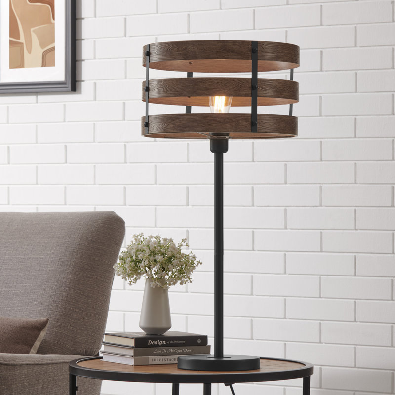 Lampe de table en métal Meaux, Noir, Brun