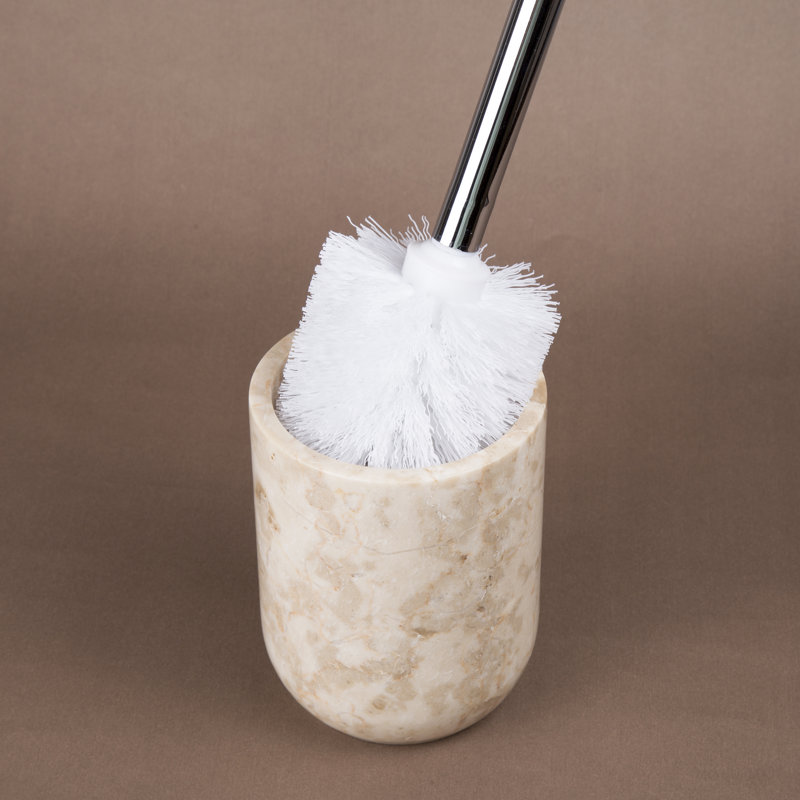 Marbre à champagne naturel 14,5 po brosse de toilette autoportante et porte-cartouche h