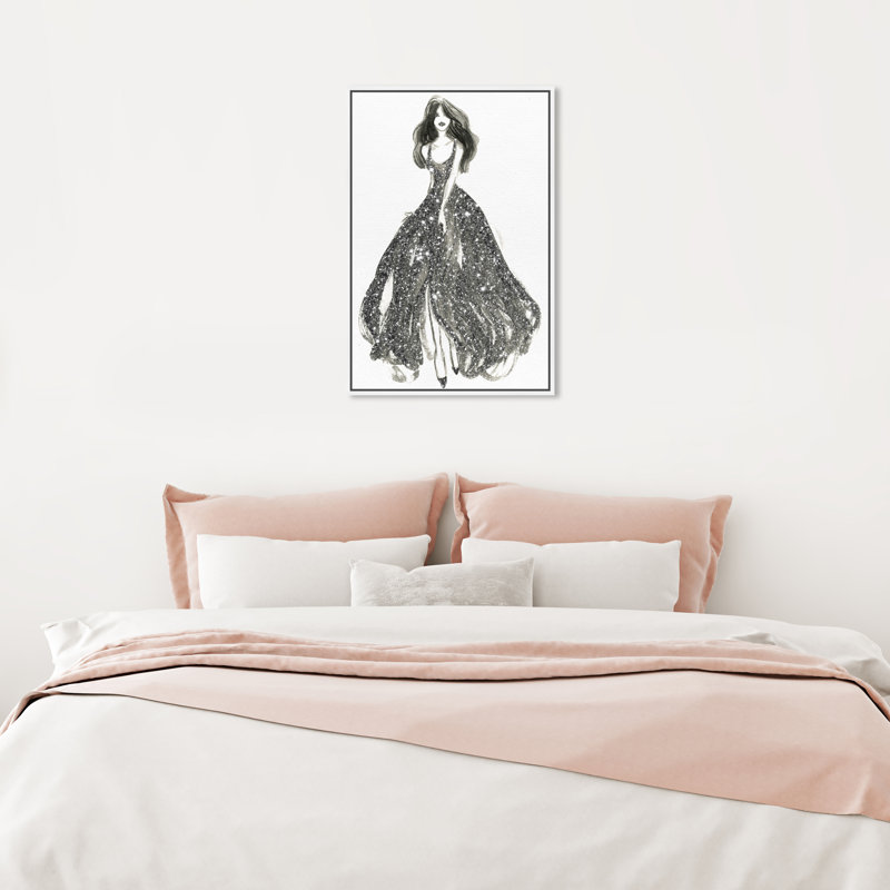 " Elegant Dress Flow II ", White Framed Canvas, 24" H x 16" W