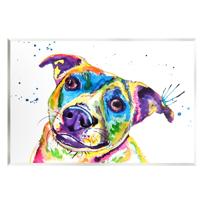 Vivid Rainbow Dog Pet Portrait - impression, H 10 po x l 15 po x P 0,5 po, Bois