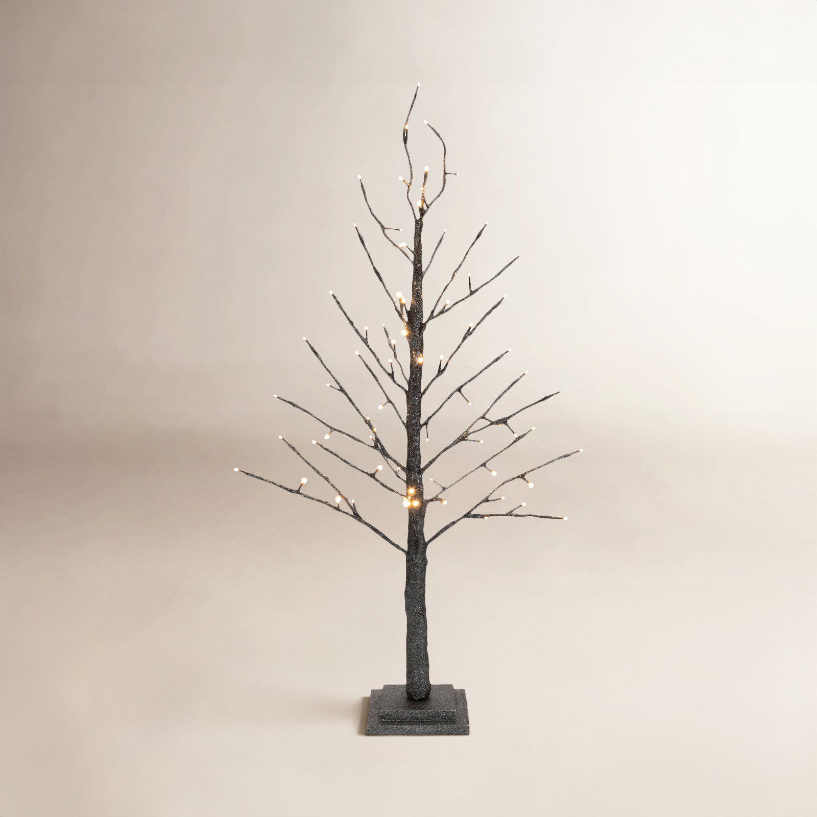 LED Glittered Twig Tree, Brown, 36" H x 17" W x 17" D