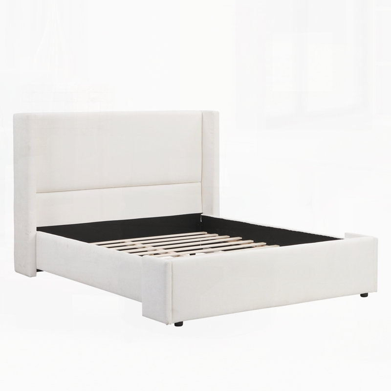 Upholstered Bed With Tall Headboard, Queen