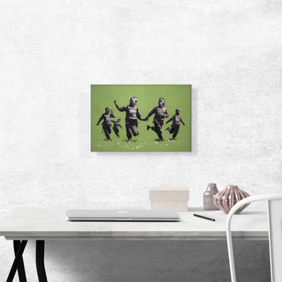 " Riot Police In The Field " by Banksy Painting Print