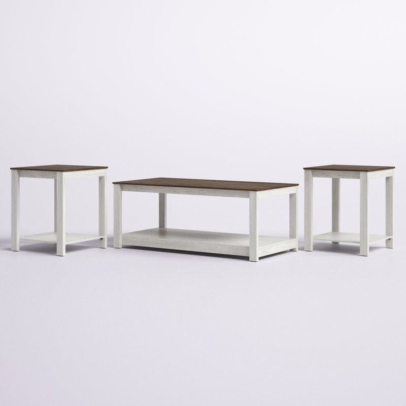 Ensemble de tables basses 3 pièces Lareine, Brun / Gris clair