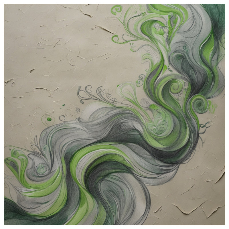 Coussins Swirling Green Grey Waves, 20 po x 20 po