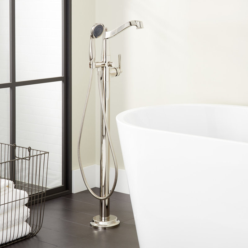 Signature Hardware Freestanding Tub Filler without Rough In Valve, Polished Nickel
