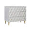 Console métallique argentée et champagne avec 3 tiroirs - Mobilier de style moderne et 3 armoires élégantes